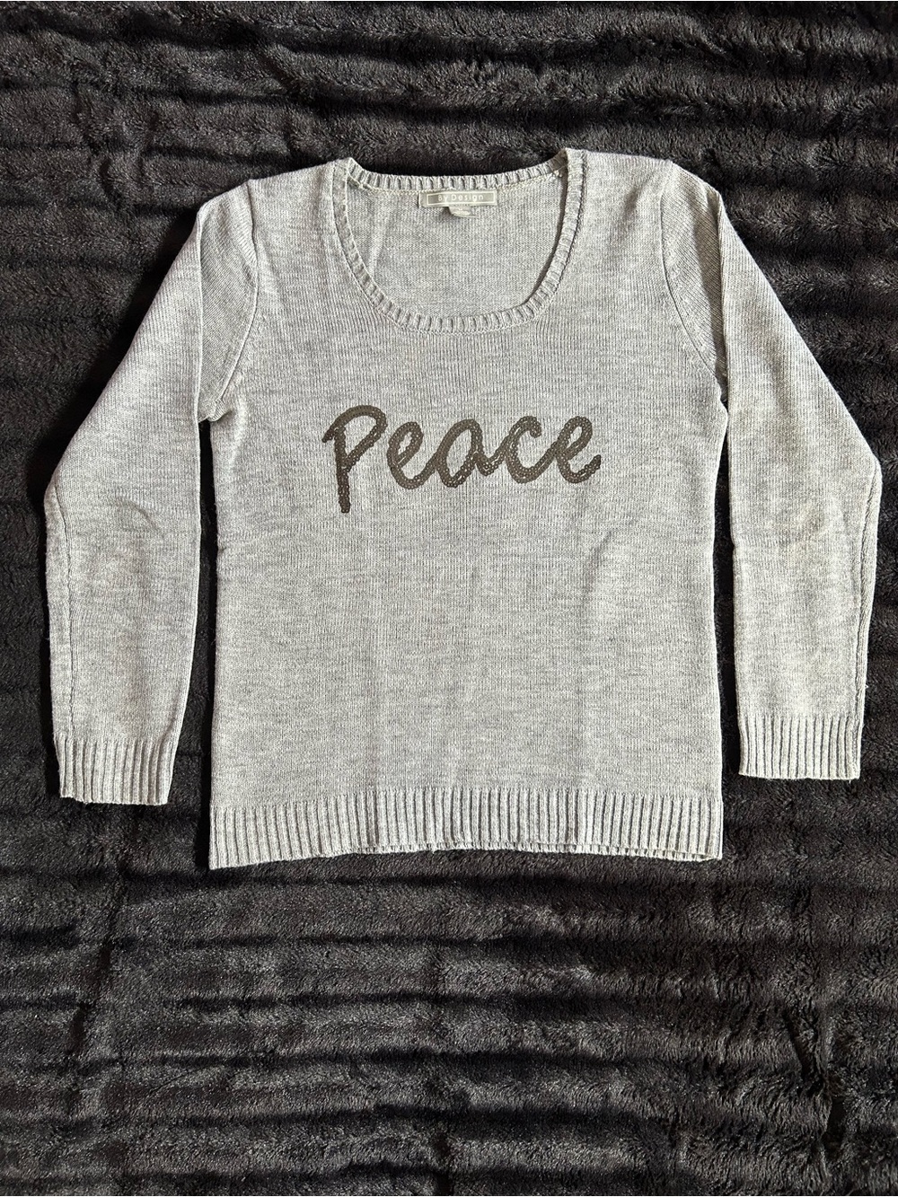 BY DESIGN Womens Gray 'Peace' Knit Sweater